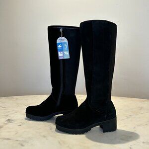 Jambu black suede Chunky knee-high waterproof boots